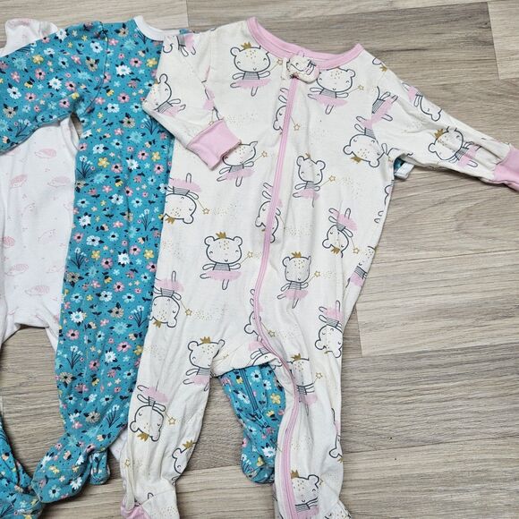 Baby Girls One Piece Sleeper Bodysuits 3-6 Months Sleep N Play Footie - Picture 3 of 9
